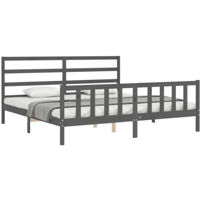 Image of vidaXL Bed Frame without Mattress Grey 200x200 cm Solid Wood Pine