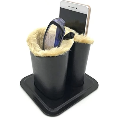 Image of Wommty Eyeglasses Holder with PU Leather Velvet Plush, Protective Stand Case for Home Office and School (2 Holder)(Size: M)