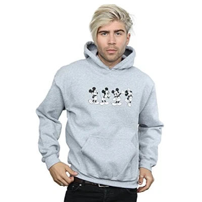 Image of Disney Men&#039;s Mickey Mouse Four Emotions Hoodie Sport Grey Large