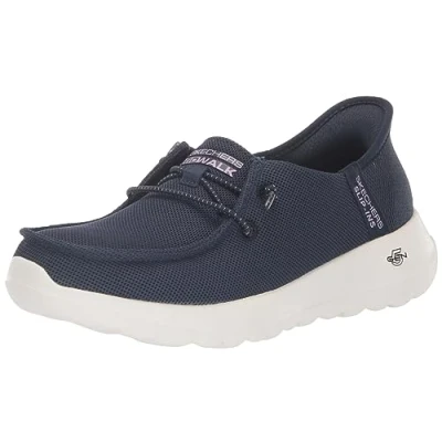 Image of Skechers Women&#039;s Hands Free Slip ins Go Walk Joy Moc Toe Casual Shoe Sneaker, Navy/Lavender, 7