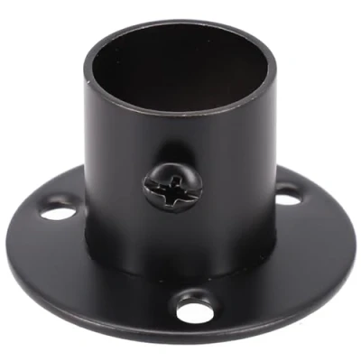Image of Wardrobe Rail Rod Pole Socket, 2pc 19 32mm Steel Bracket Flange Socket End Support Decor, Wall Mount Hanging Supports for Closet Curtain (25MM)