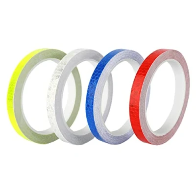 Image of Xrkuu Reflective Tape Waterproof, 4 Rolls 10mm x 8m Security Marking Tape, High Visibility Self Adhesive Outdoor Safety Warning for Bikes Vehicles Helmets(4 Colors)