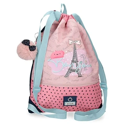 Image of Enso Bonjour Backpack Sack With Zipper Pink 35x46 cms Polyester
