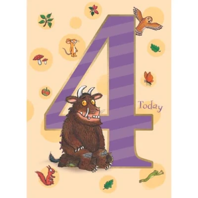 Image of Danilo Promotions Limited Age 4 Birthday Card, The Gruffalo Card for Gruffalo, 4th Card,Multi,210 x 290 mm