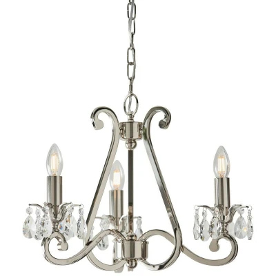 Image of Oksana 3 Light Multi Arm Ceiling Pendant Chandelier Polished Nickel, E14
