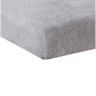 Image of Sleepdown Teddy Fleece Plain Thermal Warm Cosy Super Soft Bedsheet Bed Linen 90cm x 200cm Grey, Fitted Sheet 90 200 32 cm
