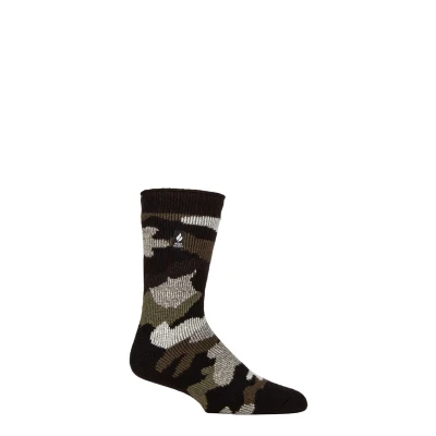 Image of Mens 1 Pair SOCKSHOP Heat Holders 2.3 TOG Patterned and Plain Thermal Socks Camo 6 11