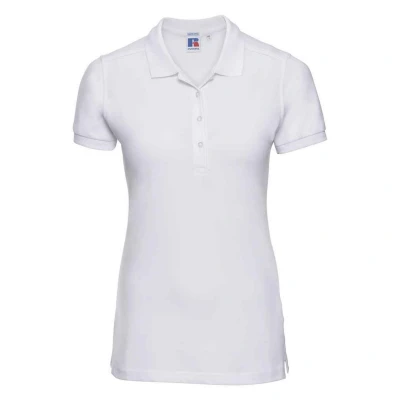 Image of Russell Athletic Womens/Ladies Pique Stretch Polo Shirt (White) Size 2XL