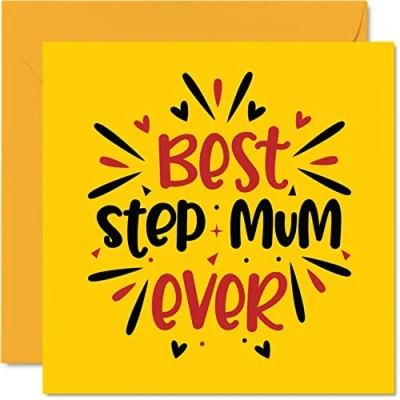 Image of Step Mum Birthday Card Best Ever Novelty Happy from Daughter Son Gifts, 145mm x Mother&#039;s Day Greeting Cards for Mom Mama Mam Mammy Mommy