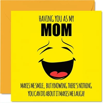 Image of Funny Birthday Cards for Mom Make Me Smile Joke Happy Card from Daughter Son, Mother Banter Gifts, 145mm x Mother&#039;s Day Greeting Mama Mum Mam Mommy