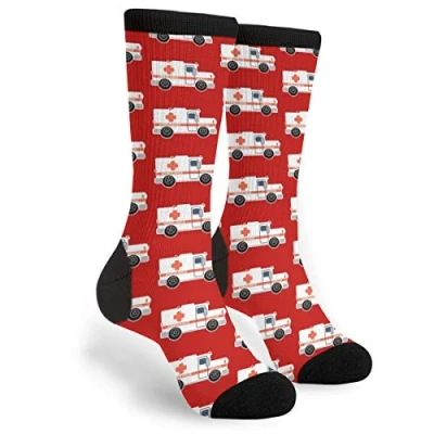 Image of Wpamlrta Unisex Socks Ambulance Car Running Novelty Crew Casual Funny Crazy Dress Gift