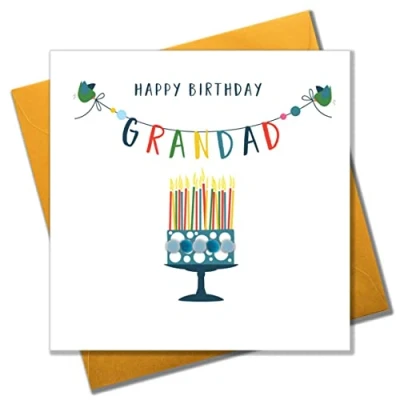 Image of Pom Pom&quot;&quot;Happy Birthday, Grandad Greeting Card POM030,Blue,150mm x 150mm