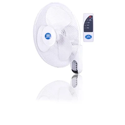 Image of Prem i air White 16 Inch (40 cm) Powerful Oscillating Cooling Wall Fan with 3 Airflow Speed Settings, Function, Remote Control and Quiet Operation For Use in Homes Offices