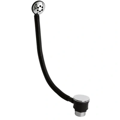 Image of Bath Push Button Waste with Round Overflow for Baths up to 3mm Thick Chrome
