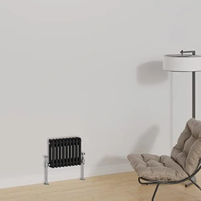 Image of Warmehaus Horizontal Traditional Column Designer Radiator 300x425mm Double Panel Cast Iron Black Central Heating Radiators
