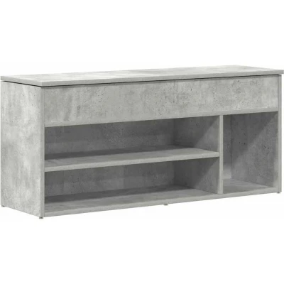 Image of vidaXL shoe bench concrete grey 102x30.5x45 cm engineered wood durable rack/storage/organizer for hallways/living rooms/bedrooms