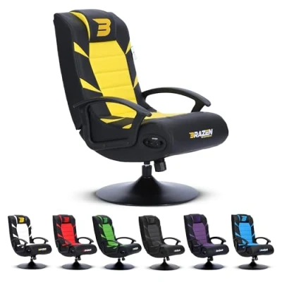 Image of BraZen Pride Video Game Chairs for Kids Gaming with Speakers Bluetooth Chair Small and Rocker British Yellow