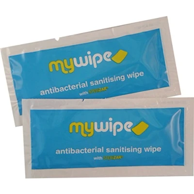 Image of MYWIPE LUXURY STERIZAR Individual Antibacterial Hand &amp; Surface Sanitising Wipes with STERiZAR® Protection kills 99.999% of germs x 500