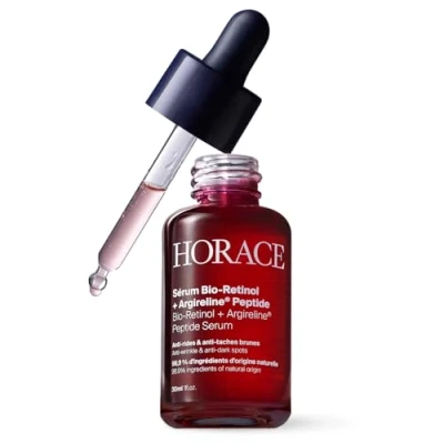 Image of HORACE Bio Retinol + Argireline Peptide Face Serum for Men Wrinkles, Dark Spots and Elasticity Vegan Skin Care All Types Unscented, 30ml