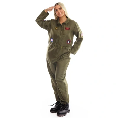 Image of Adults Pilots Aviator Costume Air Pilot Jumpsuit Men Jump Suit Fancy Dress Halloween Party Cosplay Outfit for XX Large