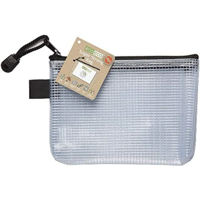 Image of eco Mini 95% Recycled Super Strong Bag, Waterproof Mesh Tuff Reinforced, Black Zip Closure (Pack of 12), eco036x12