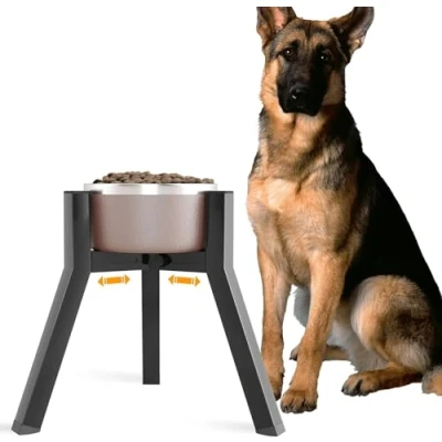 Image of ADENGL Dog Bowl Stand for Medium Dogs, Adjustable Width, Raised Bowls 17.8 27cm / 7 10.6inch Wide Bowls, 28cm/11inch High Single Holder (Bowl Not Included)