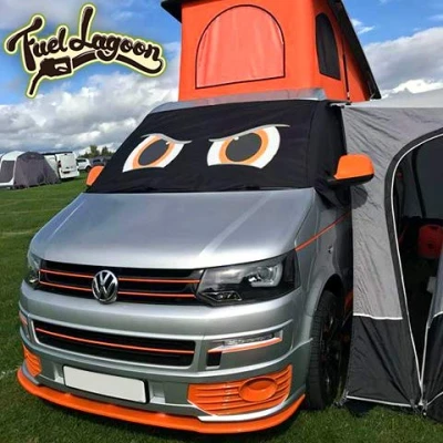 Image of Rocky Transporter T5 Window Screen Curtain Wrap Cover Frost Protection Blinds Eyes (Orange) camping campervan