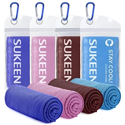 Image of Sukeen Cooling Towel, Towels 4 pack, Stay Cool Ice for Neck, Cold Gym Towel Men Women (4pcs, Royal Blue/Blue/Maroon/Lavender)