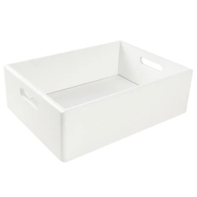 Image of Creative Deco XL White Wooden Crate with Handles 40 x 30 13 cm (+/ 1 cm) Storage Box Natural Wood Easter Gift Crates for Kitchen Home Documents