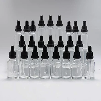 Image of Yizhao Clear Glass Dropper Bottles 30ml, with Pipette Dropper, for Essential oil, Aromatherapy, Laboratory, Massage, Makeup, Mixing, Travel 24Pcs