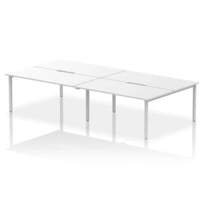Image of Evolve B2B Silver Frame Bench Desk 1600 White (4 Pod) BE246