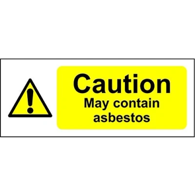 Image of Warning contains asbestos sign 1.2mm Rigid plastic 150mm x 50mm