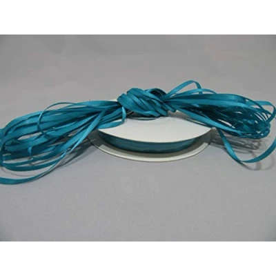 Image of 1 Bundle of 3mm x 10 metres Satin Ribbon Dark Turquoise Green Double Sided 3 mm