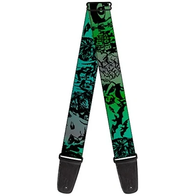 Image of Buckle Down GS W31808 Guitar Strap Retro Monster Aqua Black 2 Inches Wide, 34 60&quot;