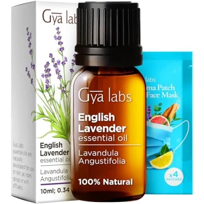 Image of Gya Labs Natural English Lavender Essential Oil for Diffuser Floral, Herbaceous Scent Hair &amp; Candle Making 100% (10ml)