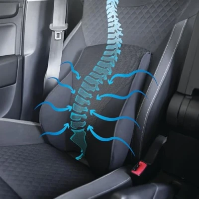Image of Streetwize Memory Foam Back Support Cushion, Breathable with Cooling Air Pockets, Secure Locking Clips &amp; High Flow Rest For Home Office Chair Car Seat Pain Relief SWMAS5