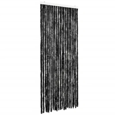 Image of vidaXL Insect Curtain Anthracite 90x200 cm Chenille Fly Screen for Doorways, Mosquito &amp; Bug Protection, Easy Pass Thru, Waterproof Privacy