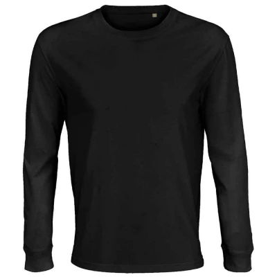 Image of SOLS Unisex Adult Pioneer Organic Cotton Long Sleeved T Shirt (Deep Black) Size Large