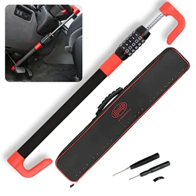 Image of Heyner Quality High Secure Car Steering Wheel Lock Brake Pedal Locking Bar Anti Theft Protection Clutch Adjustable 850200