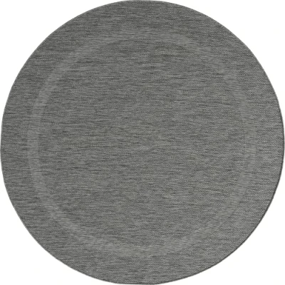 Image of Mia's Teppiche Lara In &amp; Outdoor Rug, Flat Fabric, 120 cm, round, Anthracite