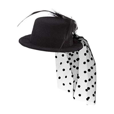 Image of SoWest Mini Victorian Burlesque Fancy Dress Weddings Top Hot Fascinator Moulin Rouge Black