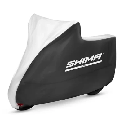 Image of SHIMA X Cover Motorbike Waterproof Outdoor Motorcycle Shelter Covers Outside Rain Large Dustproof Rainproof UV Lock Holes All Season Motor Bike Scooter (Black, S)
