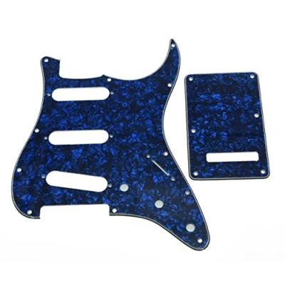 Image of KAISH 11 Hole ST/Strat Style Pickguard SSS Pick Guard with ST Back Plate Tremolo Trem Cover for USA/Mexico Stratocaster/Strat Blue Pearl