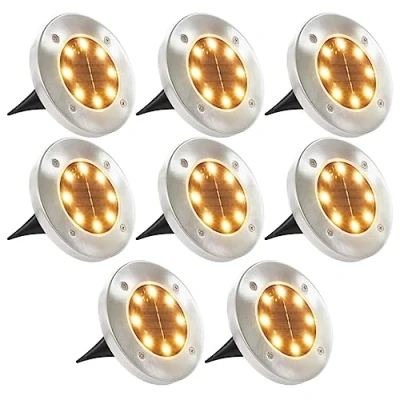 Image of vidaXL Solar Ground Lamps 8 pcs, Light for Patio Yard House, Outdoor Lamp with LED and Battery, Garden Lamp, Lights Warm White