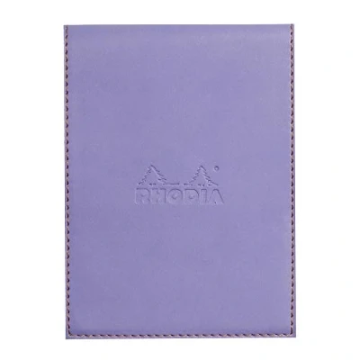 Image of RHODIA 128209C Clipboard Case + Stapled Notepad N12 Iris 8.5x12 cm Lined 80 Detachable Sheets White Clairefontaine Paper g/m Pencil Holder Faux Leather Rhodiarama Collection