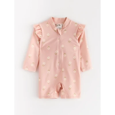 Image of Lindex Sunprotection WITH Frill Swimsuit for kids, Size: 3 4y, Light dusty pink