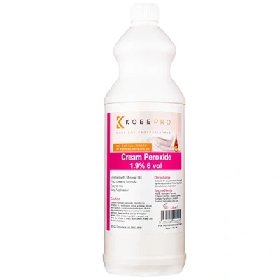Image of Kobe Cream Peroxide Works with All Brands of Hair Bleach, Colour / Tint &amp; Lightening Powder Choice Strength Pack Size 1 Litre 1.9% (6 vol)