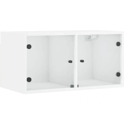 Image of vidaXL Wall Cabinet with Glass Doors White 68.5x37x35 cm