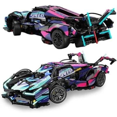 Image of JUCYJULY Technology Sports Car Building Kit for Cyber V12, 1149 Racing Model Blocks Sets, MOC Super Vehicle Construction Toys Gifts Kids Adults
