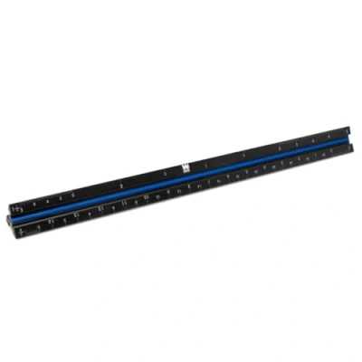 Image of WEN ME333R 12 Inch Aluminum Triangular Architect Ruler with Laser Etched Imperial Drafting Scales